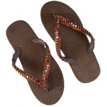 Rubberen Slippers Brown Beads & Rubber